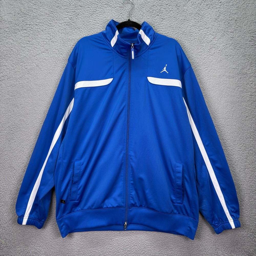 VTG Jordan Track Jacket Mens XXL Royal Blue White Stripe Full Zip Lounge‎ Y2K